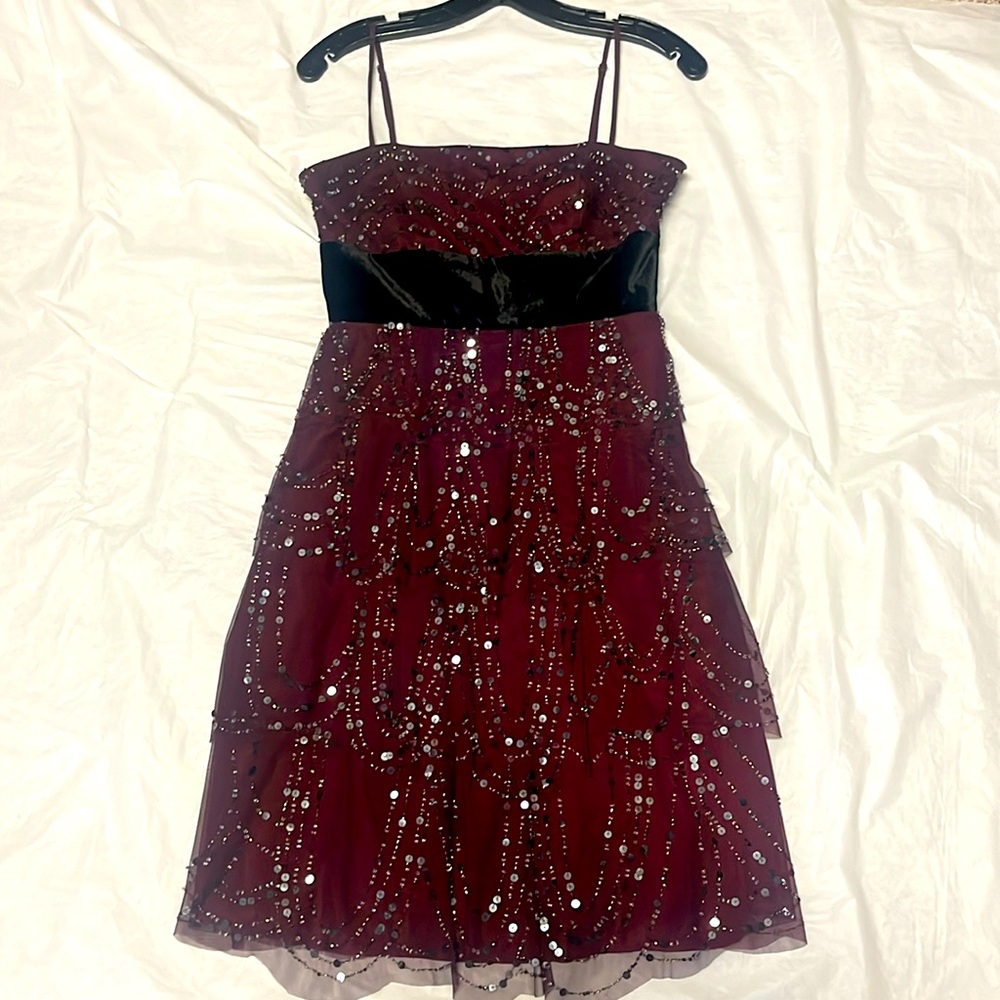 Vintage BCBG Maroon Embellished Cocktail Dress
